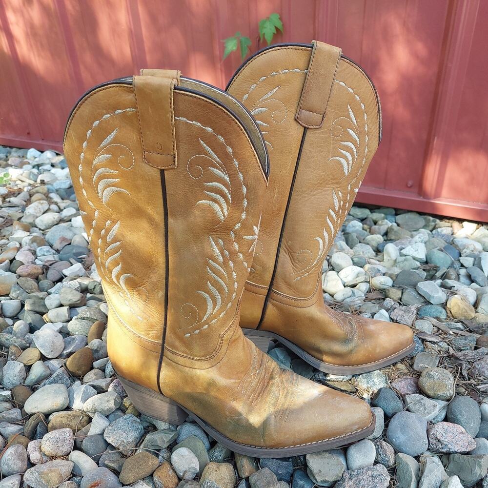 Sterling River Women's Cowboy Boots Size 7.5 Brown Leather Western Rodeo